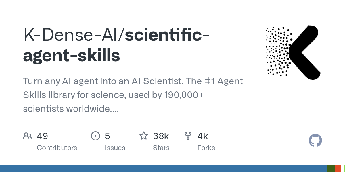 K-Dense-AI/scientific-agent-skills GitHub 项目预览图
