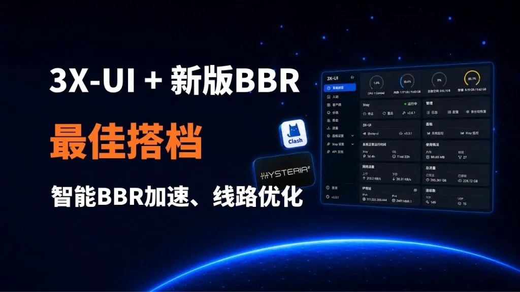 3X-UI + Hysteria2 端口跳跃 + Clash 订阅 + BBRv3 完整部署教程